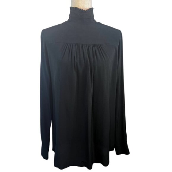 NO. 21 Black Silk Blend Ruffle High Neck Button Back Blouse Size M/10 - Picture 2 of 12